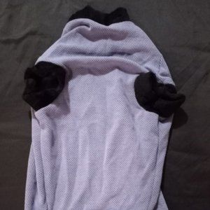 New Handmade Steel Blue Cotton Knit with Faux Fur Collar Trim Dog Sweater